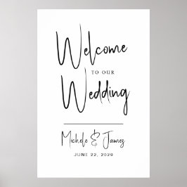 Póster Tipografía de guión mínimo Bienvenida de boda
