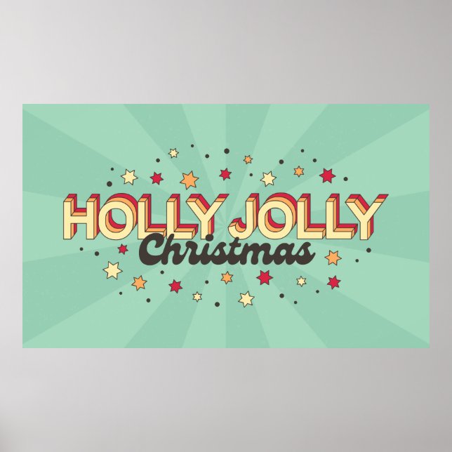 Póster Tipografía de historietas retro de Navidades holly (Frente)