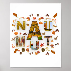 Póster Tipografía de Hojas de Otoño en Colaje Fotográfico