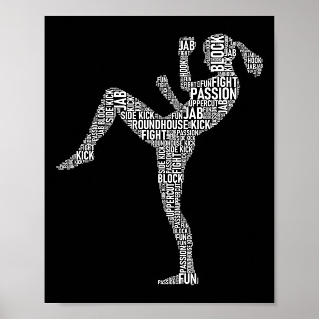 Póster Tipografía de Kickboxer - Arreglo marcial mixto de (Frente)