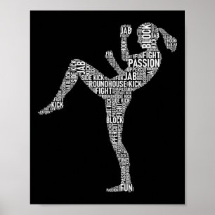 Póster Tipografía de Kickboxer - Kickboxing Artes Marcial