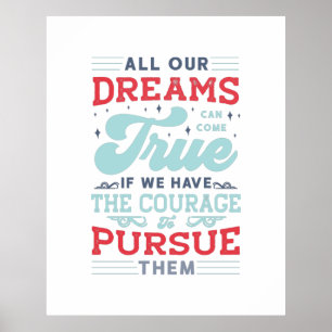 Póster Tipografía de letras rojas y azules Sueños Pueden