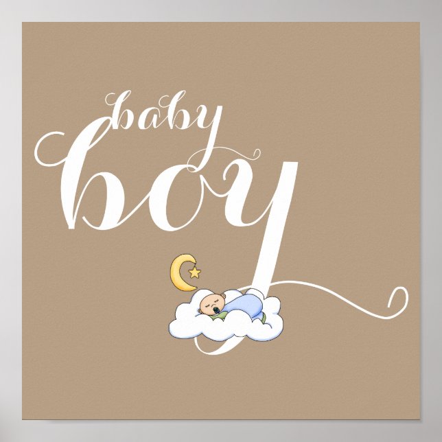 Póster Tipografía de niño bebé durmiente linda guardería  (Frente)