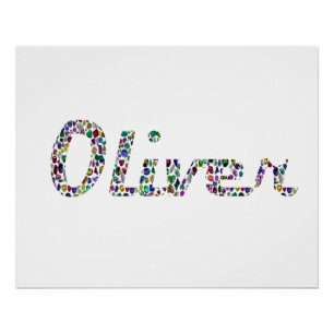 Póster Tipografía de Oliver con diseño de patrones colori
