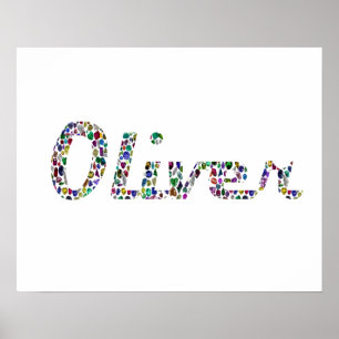 Póster Tipografía de Oliver con diseño de patrones colori