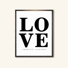 Póster Tipografía de Texto de Amor Motivacional en Blanco
