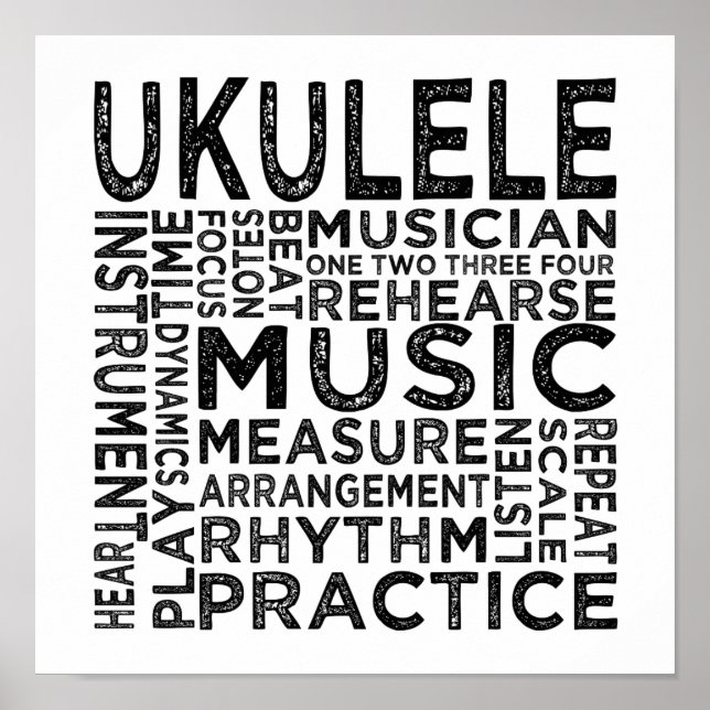 Póster Tipografía de Ukulele (Frente)