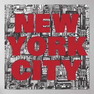 Póster Tipografía del rascacielos de New York City el  
