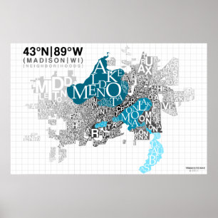 Póster Tipografía del vecindario - Madison, WI