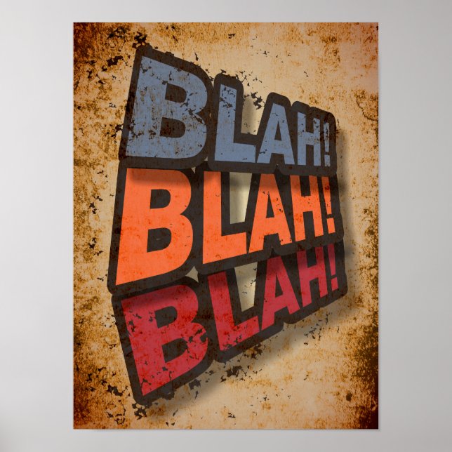 Póster Tipografía divertida de Blah Blah (Frente)