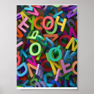 Póster Tipografía Divertida Letras Alfabeto Colorido Apre