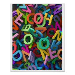 Póster Tipografía Divertida Letras Alfabeto Colorido Apre