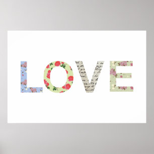 Póster Tipografía elegante lamentable del amor - blanco