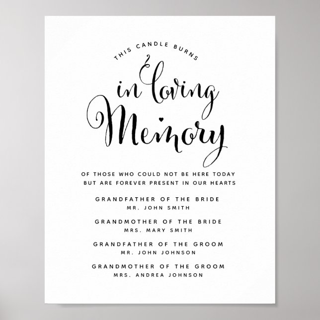 Póster Tipografía en memoria de boda de amor (Frente)