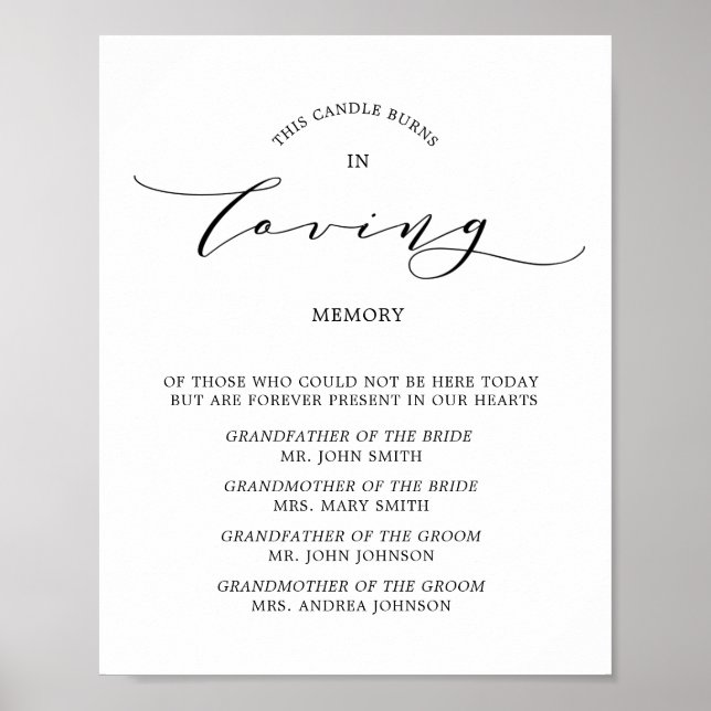 Póster Tipografía en memoria de boda de amor (Frente)