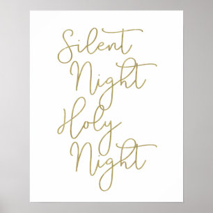 Póster Tipografía falsa de guiones de oro   Noche silenci