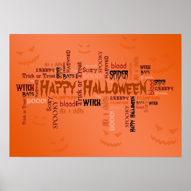 Póster Tipografía feliz de Halloween (Frente)