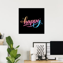 Póster Tipografía FELIZ Gradiente Pastel Vibrante - Moder