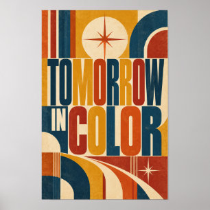 Póster Tipografía Geométrica Retro en Negrita en Color pa