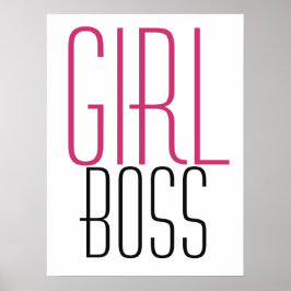 Póster Tipografía Girl Boss Rosa Negro