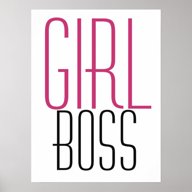 Póster Tipografía Girl Boss Rosa Negro (Frente)