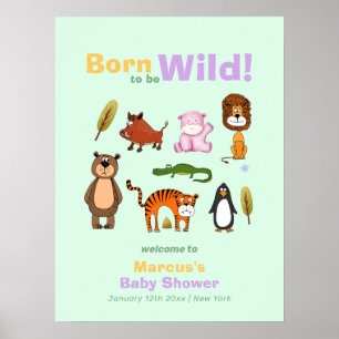 Póster Tipografía linda Bienvenida al Baby Shower Safari
