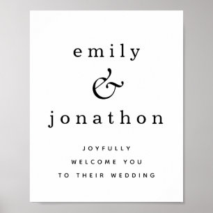 Póster Tipografía Minimalista de Bienvenida a Boda en Cua
