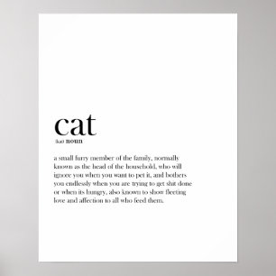 Póster Tipografía moderna de definición de gato divertido
