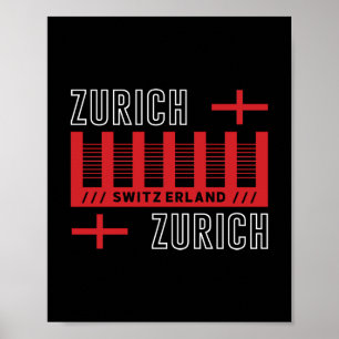 Póster Tipografía moderna de viaje de Zurich Suiza Diseño