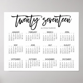Póster Tipografía moderna en blanco y negro Calendario 20