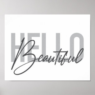 Póster Tipografía moderna, simple, fresca Hola Hermosa