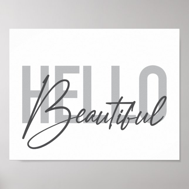 Póster Tipografía moderna, simple, fresca Hola Hermosa (Frente)