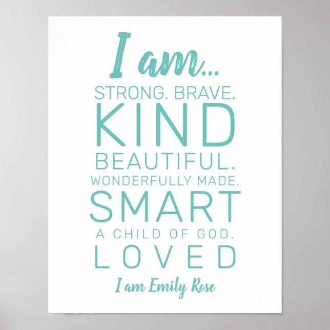 Póster Tipografía moderna soy amable, valiente enfermera  (Frente)