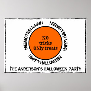 Póster Tipografía naranja y negra: Halloween feliz modern