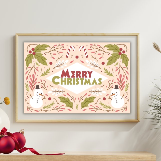 Póster Tipografía navideña Snowman Floral (Subido por el creador)