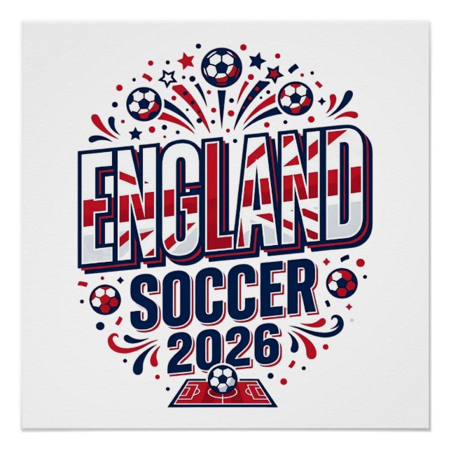 Póster Tipografía Negrita Fútbol Inglaterra 2026 País (Anverso)