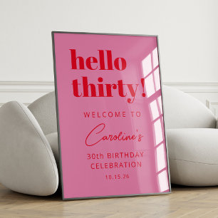 Póster Tipografía Negrita Rosa Rojo Moderno Cumpleaños Bi