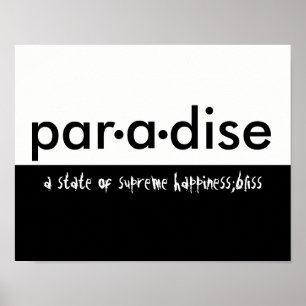 Póster tipografía paradisíaca poster blanco y negro