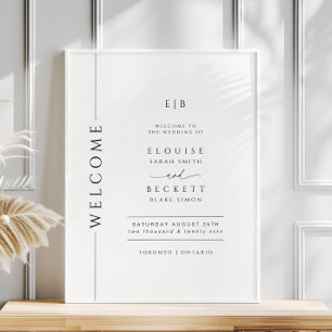 Póster Tipografía Poster de bienvenida de Boda blanco y n