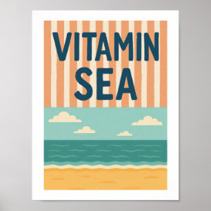 Póster Tipografía Retro de Playa Vitamin Sea Castigo Cost