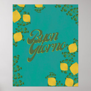 Póster Tipografía retro italiana BuonGiorno Botánica