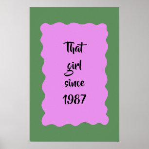 Póster Tipografía Rosa Personalizada Retro Esa Chica Desd