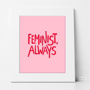 Póster Tipografía Rosa Suave Rojo Vibrante Feminista, Sie