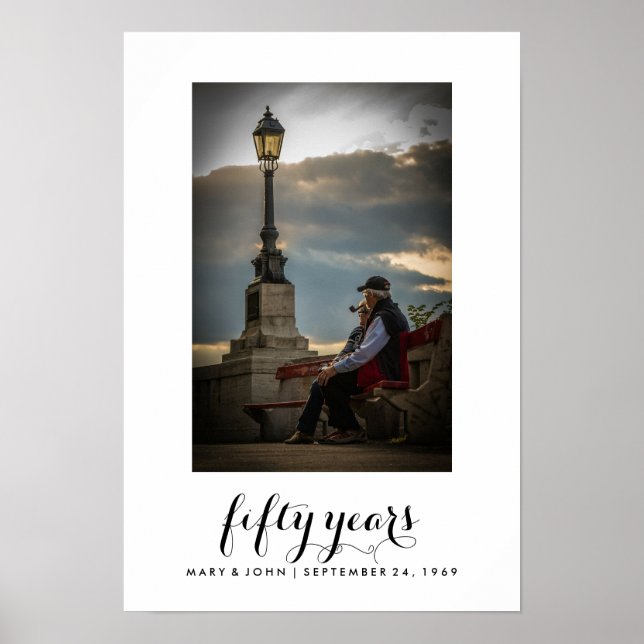Póster Tipografía simple | Casado de 50 años con foto (Frente)