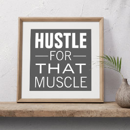 Póster Tipografía Simple Hustle Motivación Entrenamiento