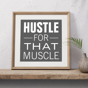 Póster Tipografía Simple Hustle Motivación Entrenamiento