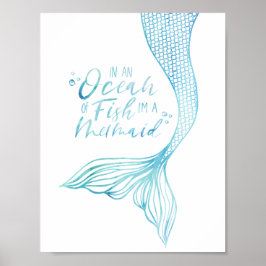 Póster Tipografía: Soy una Sirena de Agua Mermaid