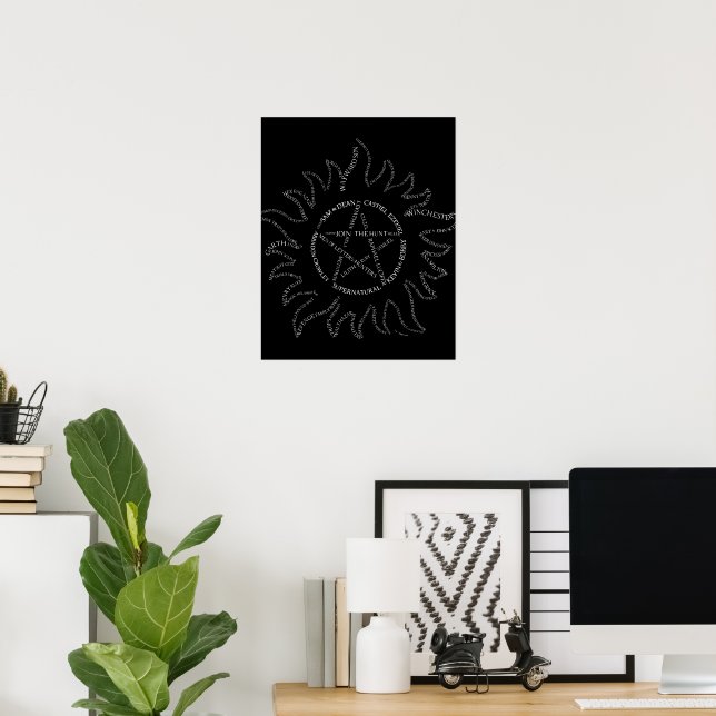 Póster Tipografía supernatural Pentagram (Oficina en casa)