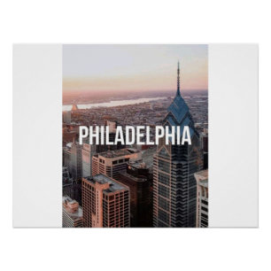 Póster Tipografía Vista Aérea del Horizonte de Filadelfia