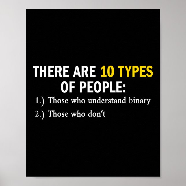 Póster Tipos Binarios De Personas Programador Nerd Boys Y (Frente)